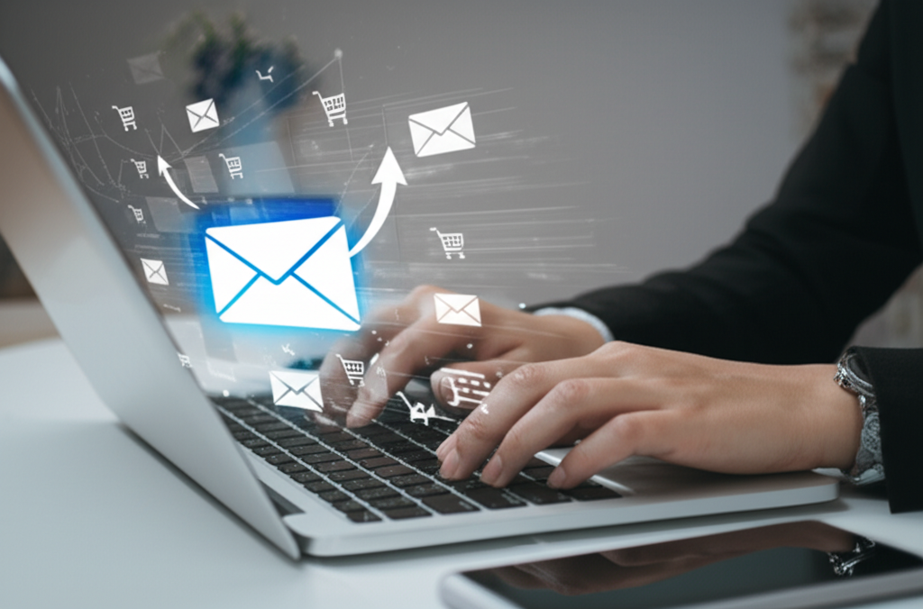 Generate a high-quality, relevant image prompt for an article about: How To Write An Email For Marke