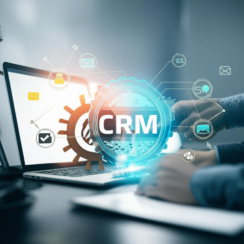Generate a high-quality, relevant image prompt for an article about: How to Integrate CRM With Email
