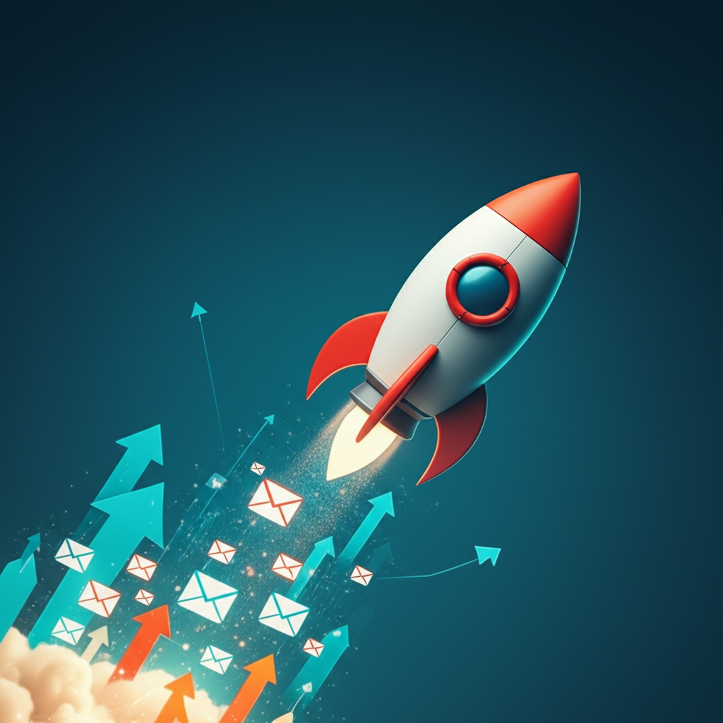 Generate a high-quality, relevant image prompt for an article about: Email Marketing Conversion: Sky