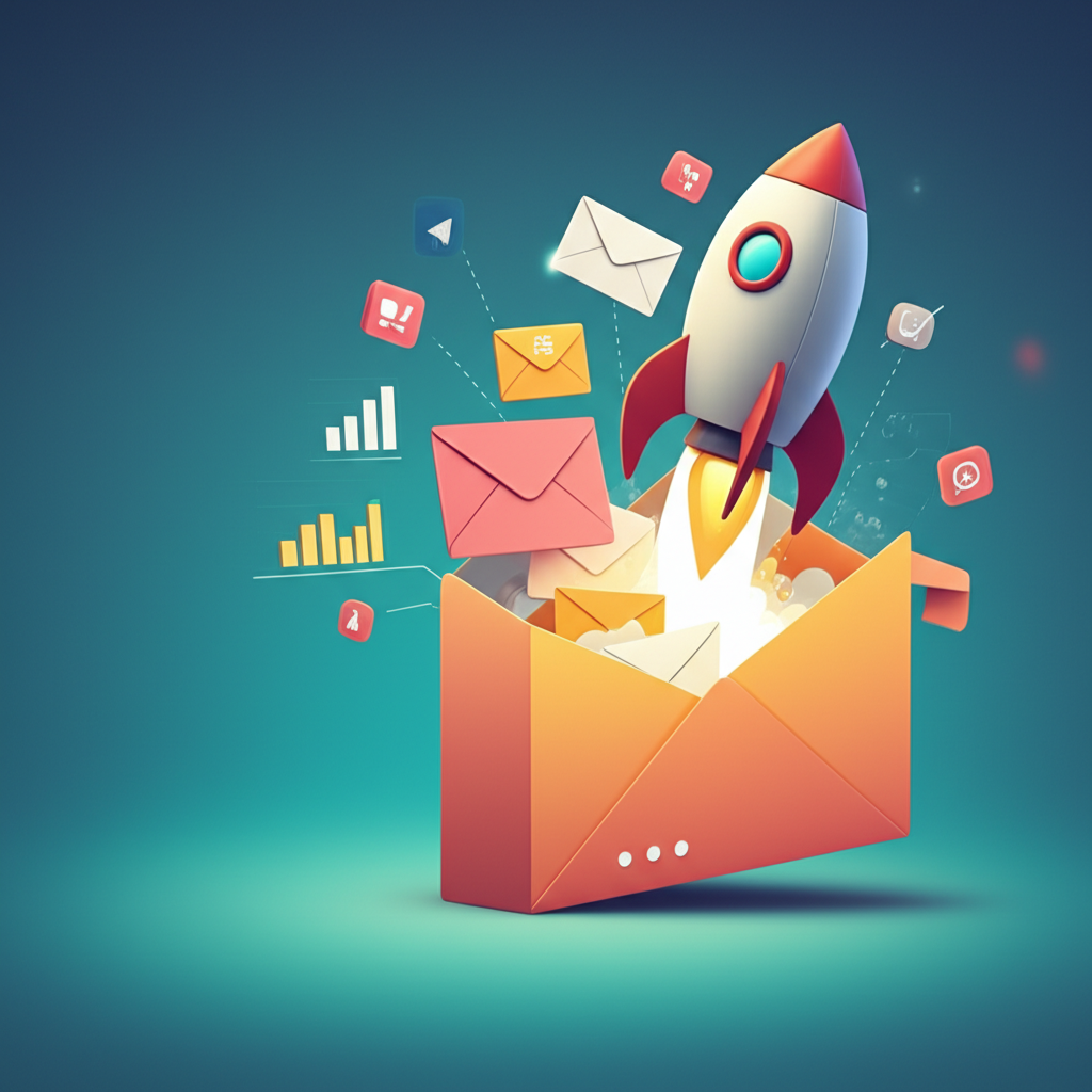 Generate a high-quality, relevant image prompt for an article about: Email Marketing Conversion: Sky