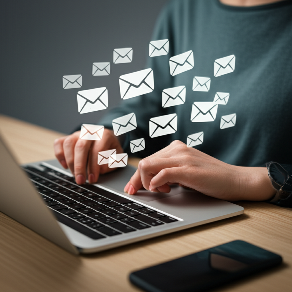 Generate a high-quality, relevant image prompt for an article about: How To Send Mass Email Marketin